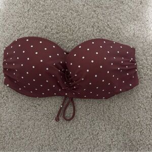 VICTORIA SECRET PINK SWIM Women's Polka Dot Ruched Bandeau Petite Medium Rose